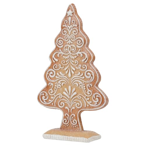Large Gingerbread Christmas Tree Figurine - Holiday Sequin Village Decor