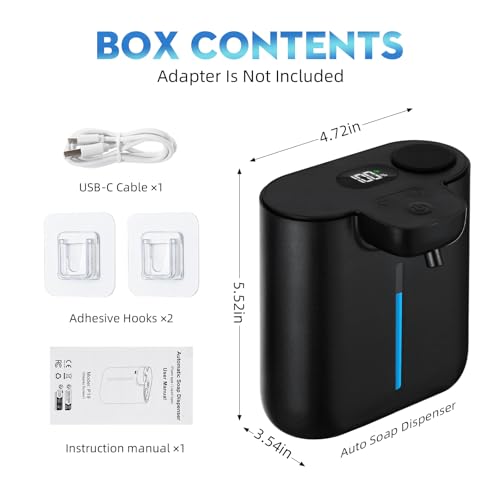 Touchless Automatic Soap Dispenser Wall Mount 16.9oz Black Liquid