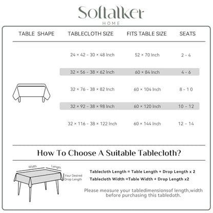 Softalker Red Geometric Line Christmas Tablecloth 60 x 104 Inch Waterproof & Washable