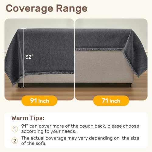 XL Dark Grey Sectional Couch Cover L-Shaped Sofa Protector - 71x110 + 71x118