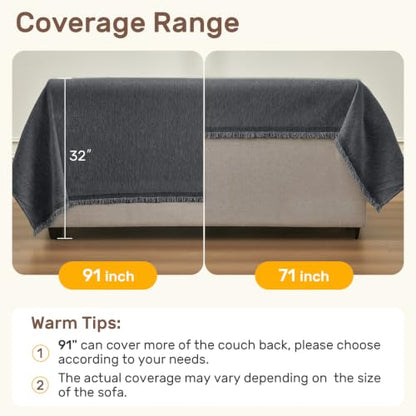 XL Dark Grey Sectional Couch Cover L-Shaped Sofa Protector - 71x110 + 71x118