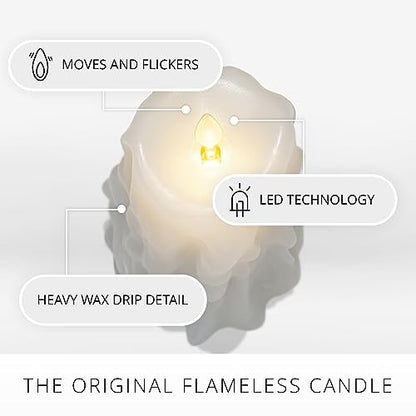 Heavy Wax Drip White Pillar Candle, 3.4 x 4.5 in, Flameless LED (Variation of THIS listing)