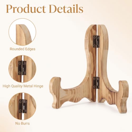 2Pcs Wooden Plate Display Stands 5x4 Inch Small Easel for Plates Artwork
