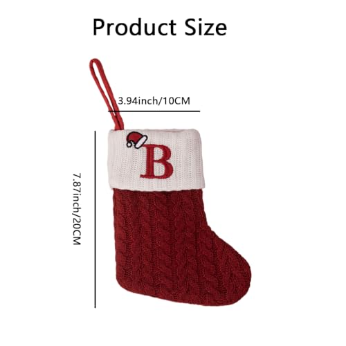 Mini Christmas Stockings with Initial Letter A - Holiday Tree Decoration - Red-A