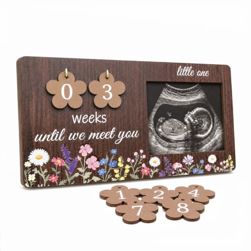 Sonogram Picture Frame with Baby Countdown Weeks - White - Baby Keepsake