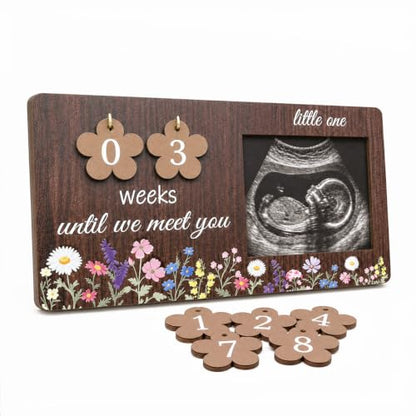 Sonogram Picture Frame with Baby Countdown Weeks - White - Baby Keepsake
