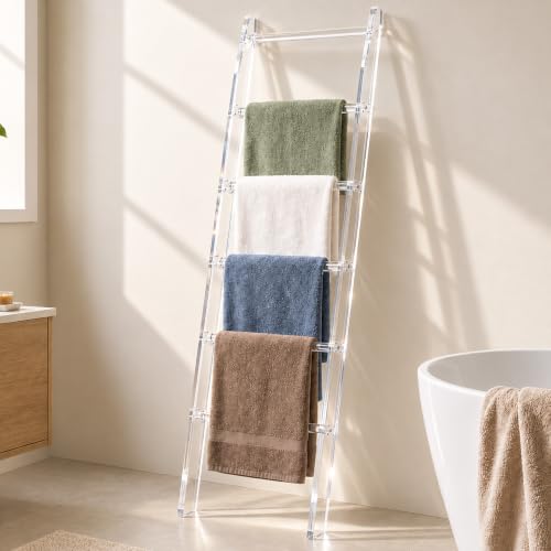 Acrylic Blanket Ladder - 6-Tier Waterproof Towel Rack with Clear Finish