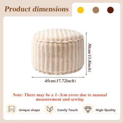 Light Purple Round Pouf Ottoman Cover No Filler Storage Bench - 2 pcs
