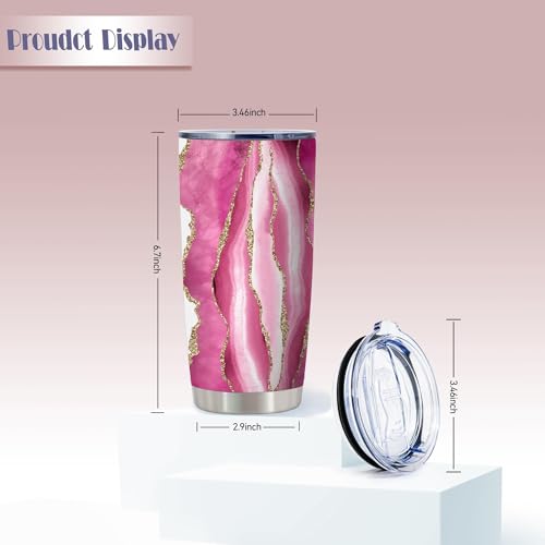 20oz Pink Agate Butterfly Insulated Stainless Steel Tumbler with Lid - Always Remember
