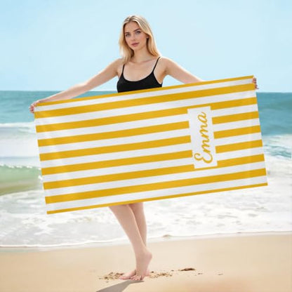 Personalized Beach Towel with Name - Custom Microfiber Pool & Vacation Towel Style B3