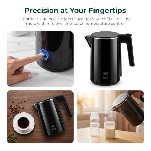 1.0L Adjustable Temperature Electric Kettle 1200W Fast Heating BPA-Free