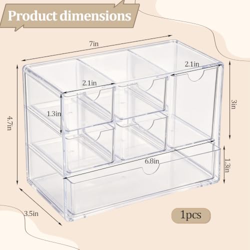Stackable Clear Acrylic Bandaid Organizer with 6 Drawers for First-Aid Supplies