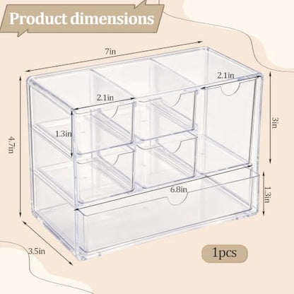 Stackable Clear Acrylic Bandaid Organizer with 6 Drawers for First-Aid Supplies