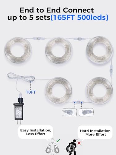 165FT Connectable LED Rope Lights with Remote Control - Cool White