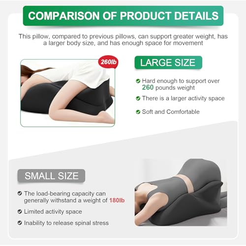 Lock Love Large Memory Foam Ergonomic Pillow for Couples - Wedge Support, 27x17x9 Inches