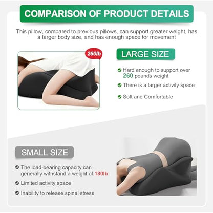 Lock Love Large Memory Foam Ergonomic Pillow for Couples - Wedge Support, 27x17x9 Inches