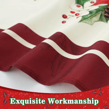 Christmas Poinsettia Rectangular Tablecloth 60x84 Inch Waterproof & Wrinkle-Resistant