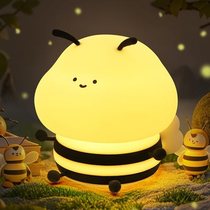 Cute Bee Night Light for Nursery - Silicone Animal Lamp with Dimming & 9 Lighting Effects - Color 4