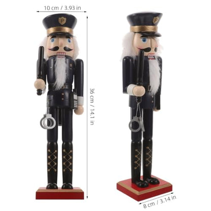 14-Inch Wooden Nutcracker Soldier Christmas Decor - Classic Holiday Table Display