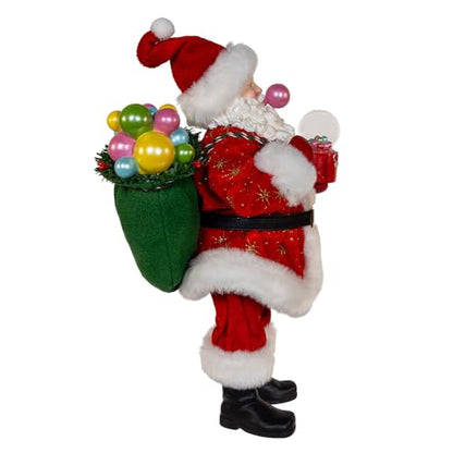 Christmas Santa Figurine 10.5 Inch Fabric Bubblegum Holiday Decoration