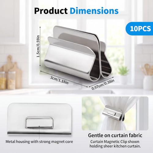 Magnetic Curtain Clips 10 Pack - No Drill Detachable Privacy Holders