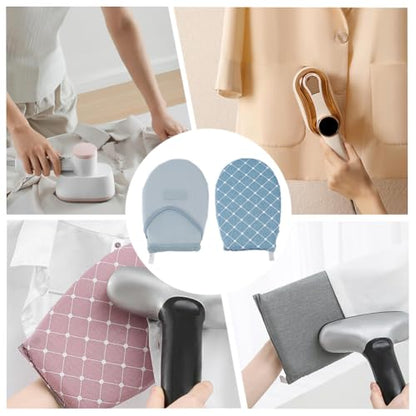 Blue Mini Handheld Ironing Board with Heat Resistant Waterproof Mitt - Portable Garment Steamer Accessory