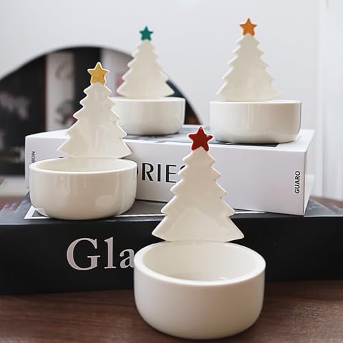 Christmas Tree Candle Holder Ceramic Holiday Decor with Tealight