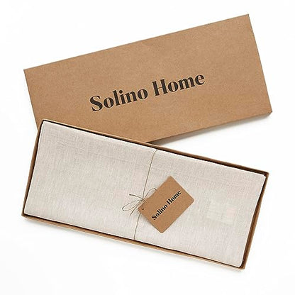 Solino Home Natural Linen Table Runner 14 x 144 Inches - Athena Light Natural