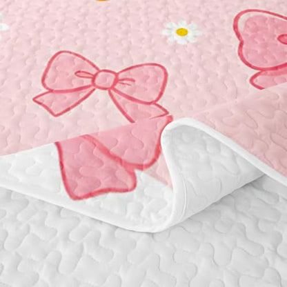 Pink White Yellow Goose Cartoon Quilt Set King Size Kids Bedspread with Pillowcases