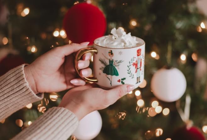 Nutcracker Coffee Mug 14oz Christmas Mug with Gold Handle - Holiday Winter Cup - Variation of THIS listing