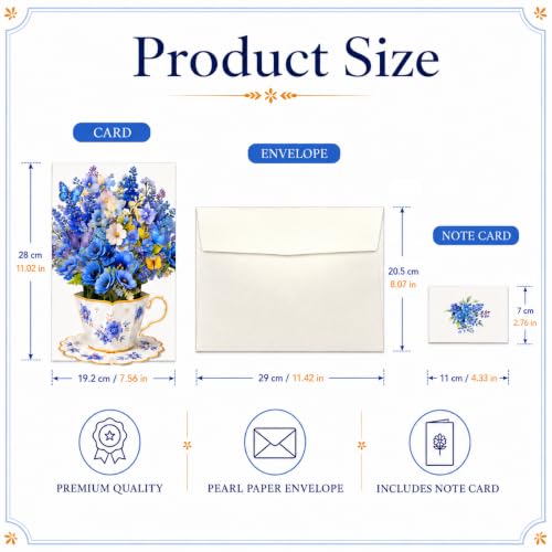 3D Pop Up Flower Bouquet Card with Teacup & Butterfly - Variation 3D-163
