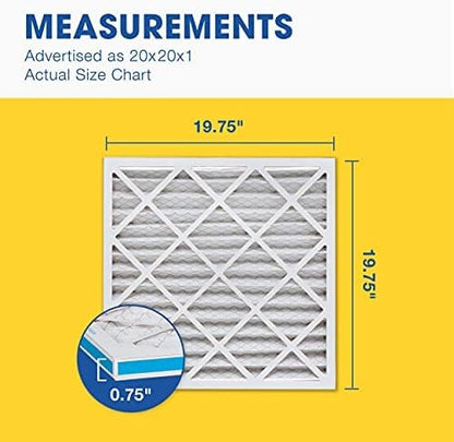 Aerostar MERV 8 Air Filter - 20x20x1 Size | Captures Dust, Lint & Pollen - 6 Count, Made in USA