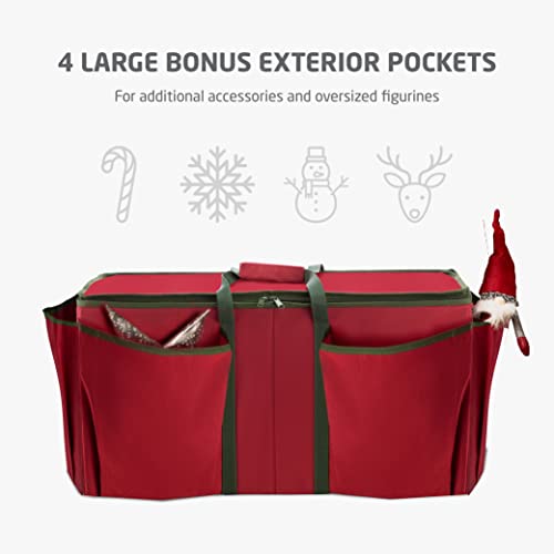 Large Christmas Ornament Storage Box with Dividers - Holds 80 3-Inch Ornaments, Red - Holiday Decor Organizer