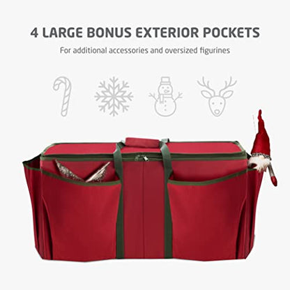 Large Christmas Ornament Storage Box with Dividers - Holds 80 3-Inch Ornaments, Red - Holiday Decor Organizer
