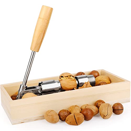Heavy Duty Nutcracker with Wooden Bowl and Adjustable Cone for All Sizes of Nuts