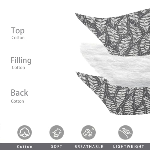 Homzard Queen Size Cotton Quilt Set with Fern Leaf Botanical Design - Gray, 10gray/White