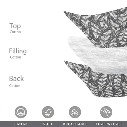 Homzard Queen Size Cotton Quilt Set with Fern Leaf Botanical Design - Gray, 10gray/White