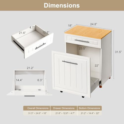 ZIFTY Double 2×10 Gallon Pull-Out Trash Can Cabinet White - Kitchen Storage