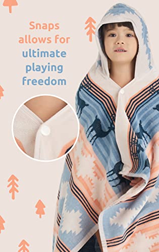 Kids Hooded Beach Towel Christmas Elk Wrap Coverup 3-12 Years - 100% Cotton