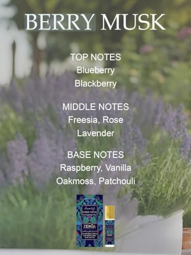 Long Lasting Fruity Floral Perfume Oil Roll-On - Blueberry, Rose, Vanilla & Patchouli, 0.2oz, Pack of 2