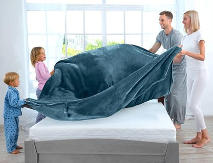 Utopia Bedding Fleece Blanket King Size Stone Blue 300GSM (90x102 Inches) Luxury Soft Bed Blanket (Bulk Pack of 9)