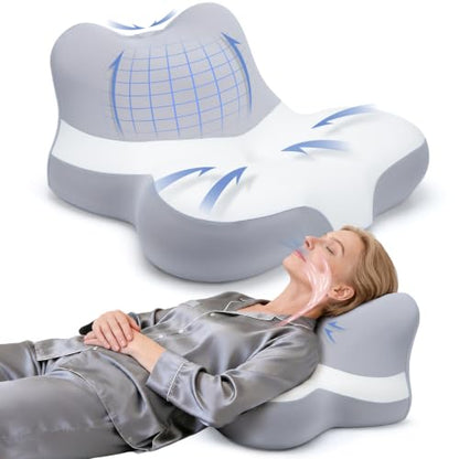 Grey White Wedge Pillow for Sleep Apnea Acid Reflux Snoring - Softgas