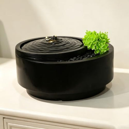 9 Inch Indoor Table Fountain with Succulent Plants - Zen Garden Water Feature
