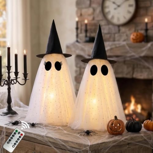 Halloween Ghost Decorations - Spooky Light-Up Ghosts for Indoor Halloween Decor 21.7 Inches