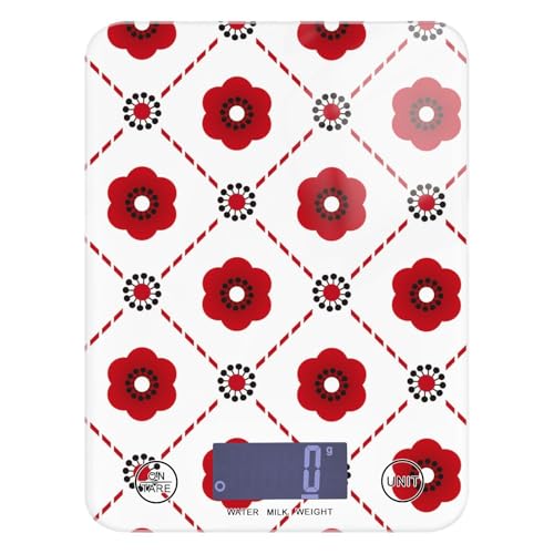 Food Scale Kitchen Scale Food Scales Digital Weight Grams and Ounces Small Electronic Food Scale for Baking Cooking Red Tile Flower