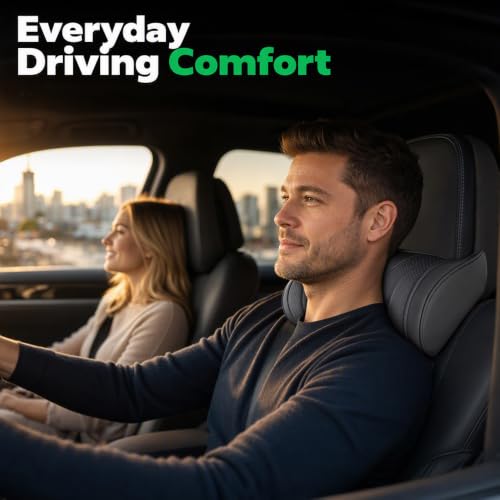 Black Memory Foam Car Headrest Neck Pillow - Universal Support