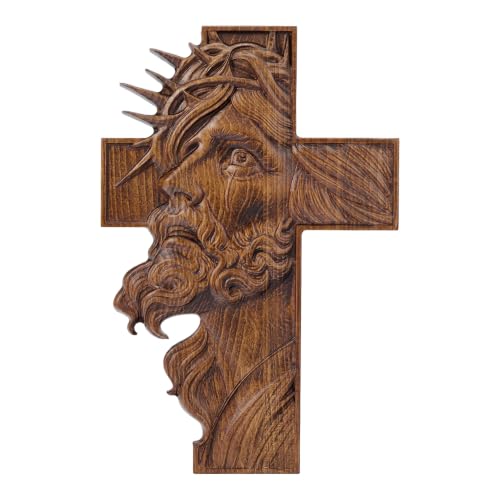 13.78in Catholic Jesus Tears Wooden Crucifix Wall Cross Faith Gift - Handcrafted