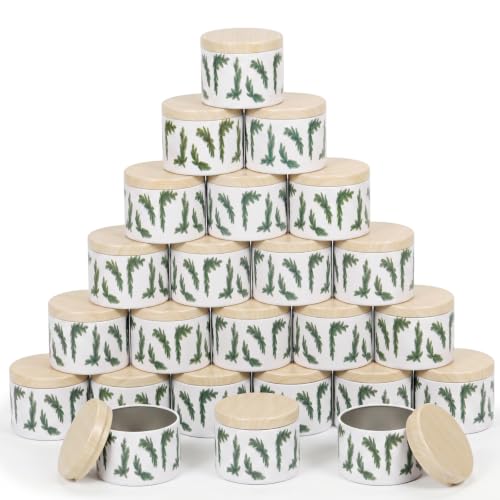 Christmas Candle Tins Set - 36 Empty 4 oz Metal Tin Jars with Lids for Handmade Candles