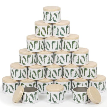Christmas Candle Tins Set - 36 Empty 4 oz Metal Tin Jars with Lids for Handmade Candles
