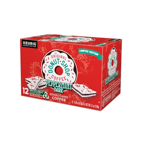 The Original Donut Shop Peppermint Bark Coffee, Black, 12 K-Cup Pods, 4.1 Oz